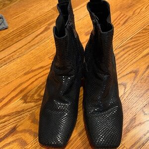 Franco Sarto Black Snakeskin Ankle Booties